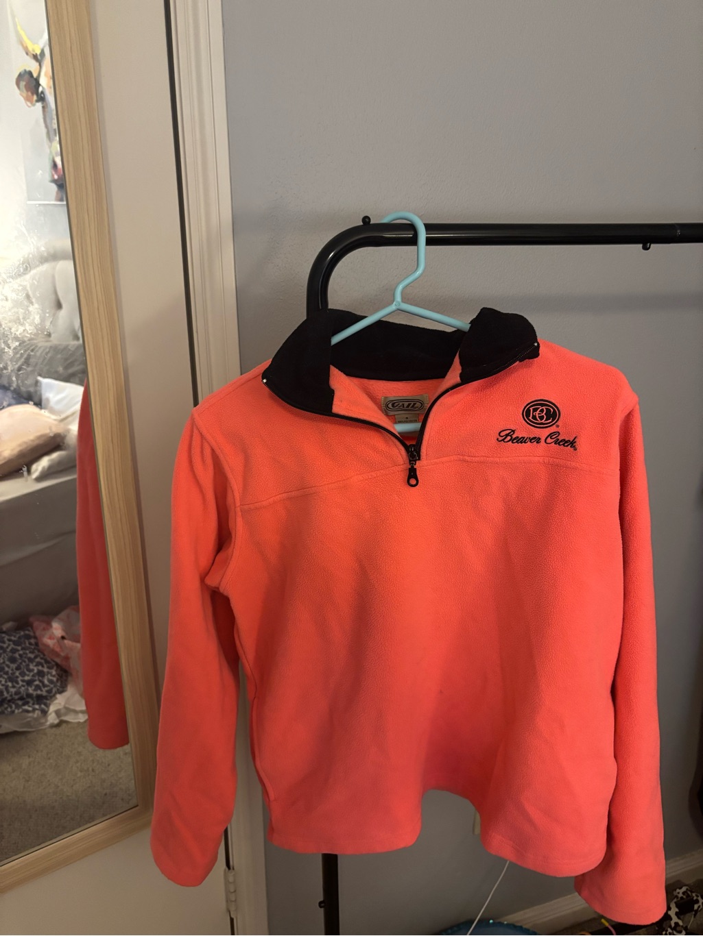 Neon Coral Half-Zip Fleece Pullover